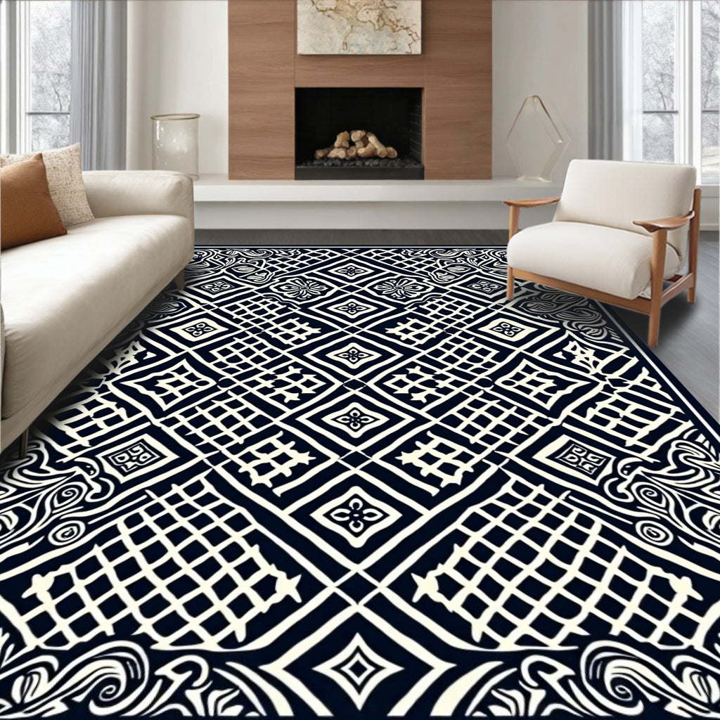Classic Filigree Diamond Pattern Rug