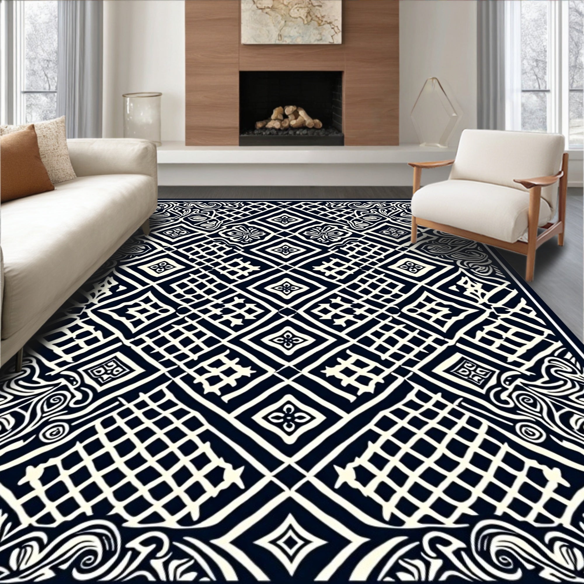 Classic Filigree Diamond Pattern Rug