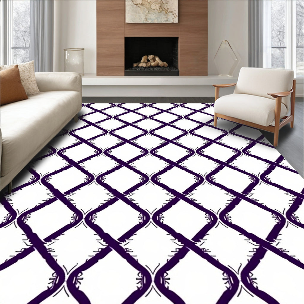 Chain Link Inspired Geometric Pattern Rug
