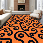 Bold Swirls Pattern Orange Background Rug