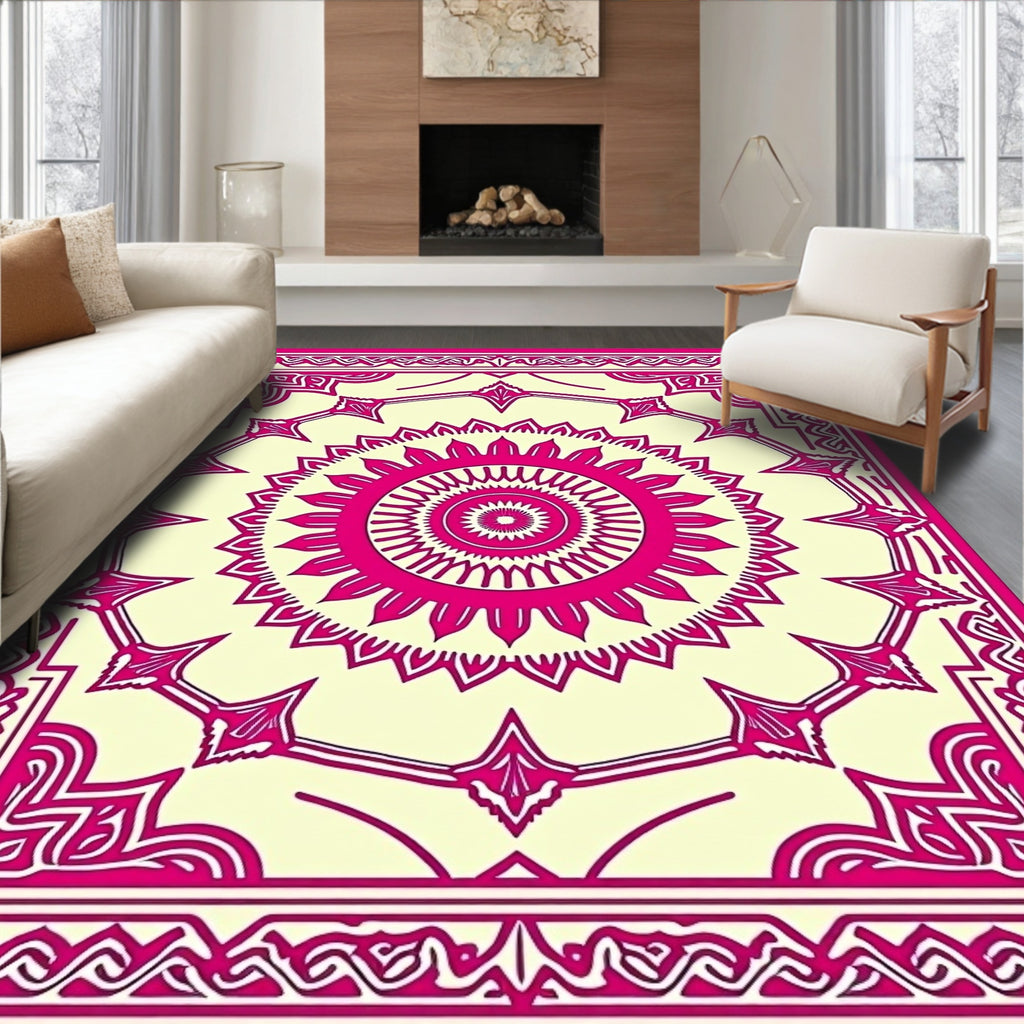 Floral Mandala Geometric Pattern Rug