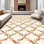 Orange Cream Abstract Geometric Pattern Rug