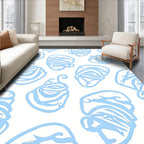 Abstract Blue Swirls Pattern Rug