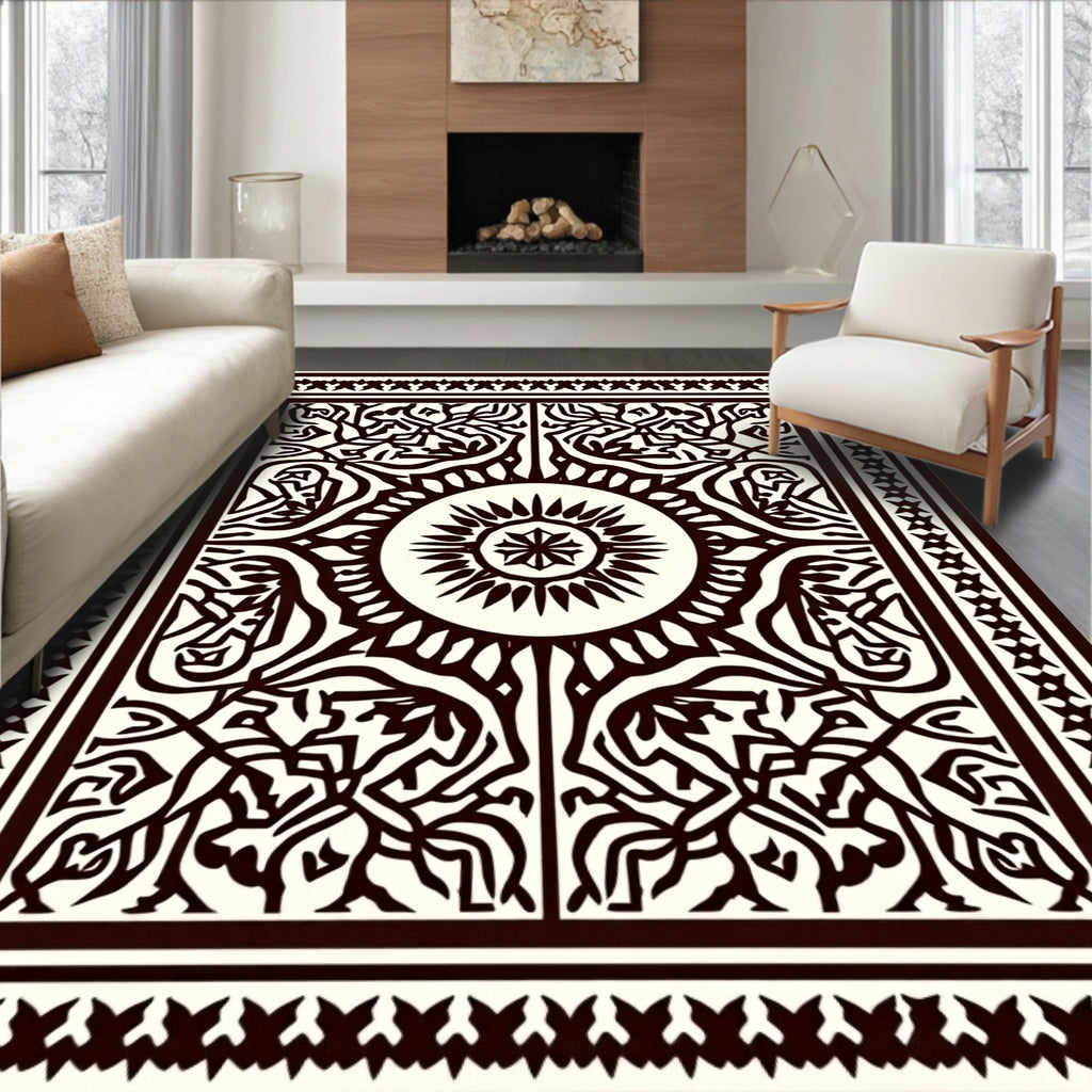 Intricate Radial Sunburst Patterned Rug