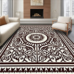 Intricate Radial Sunburst Patterned Rug