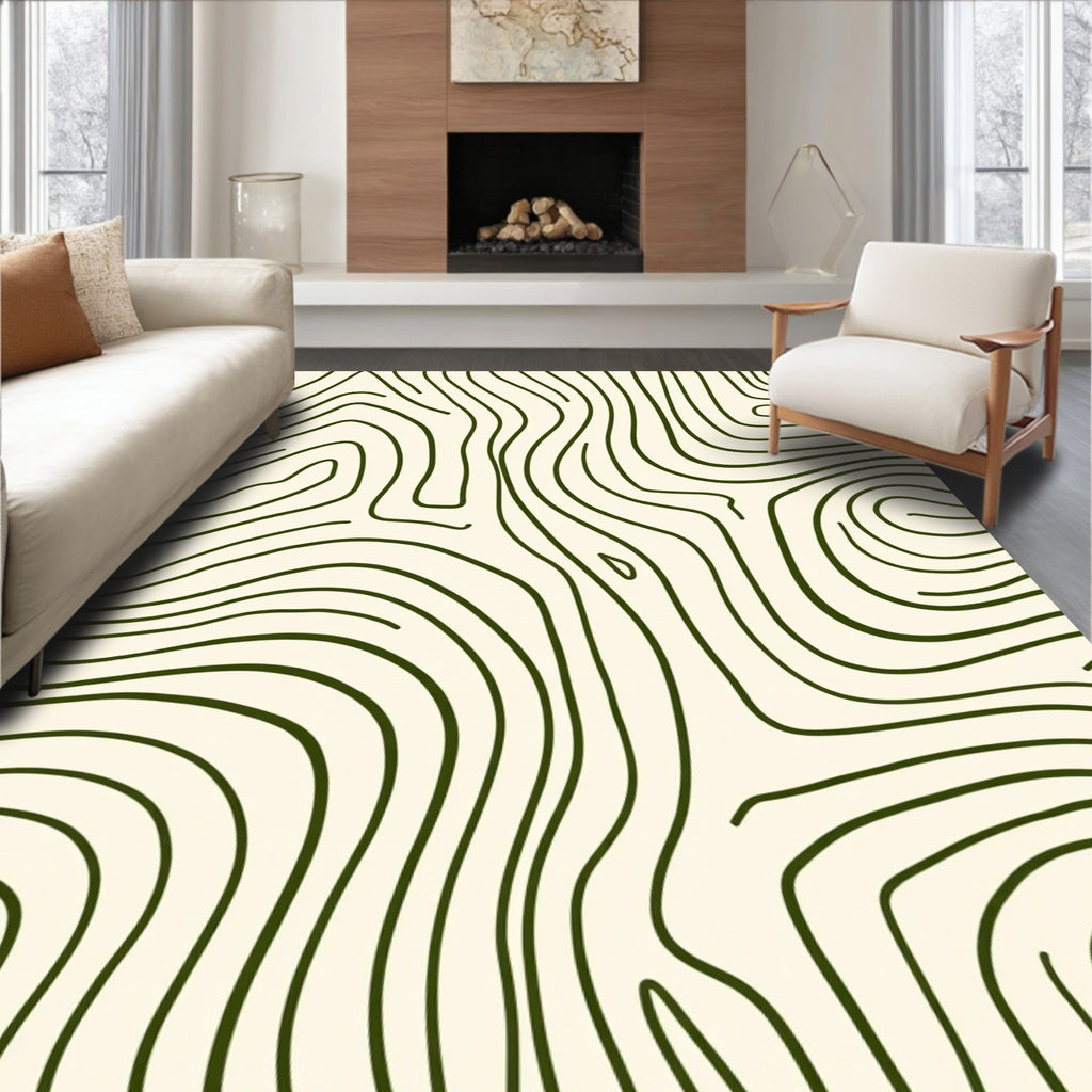 Abstract Contour Wavy Pattern Rug