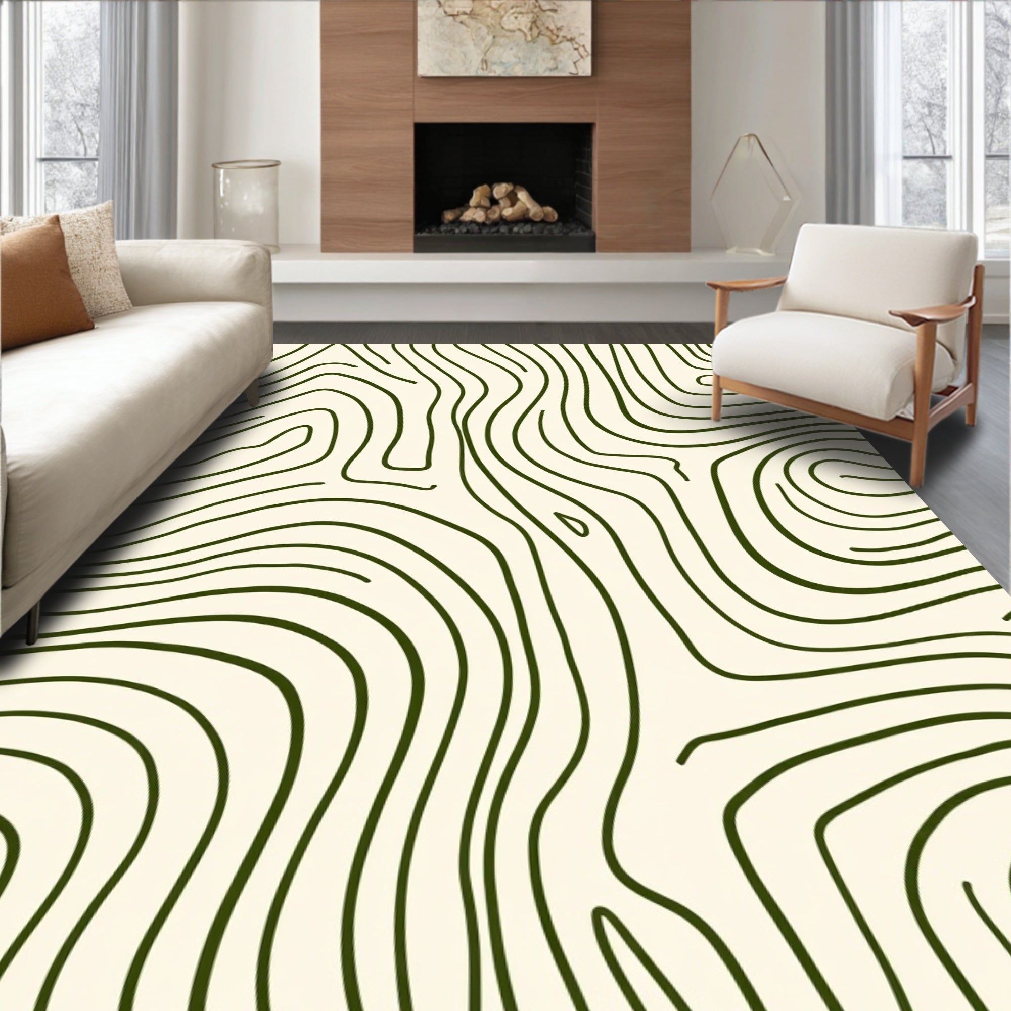 Abstract Contour Wavy Pattern Rug