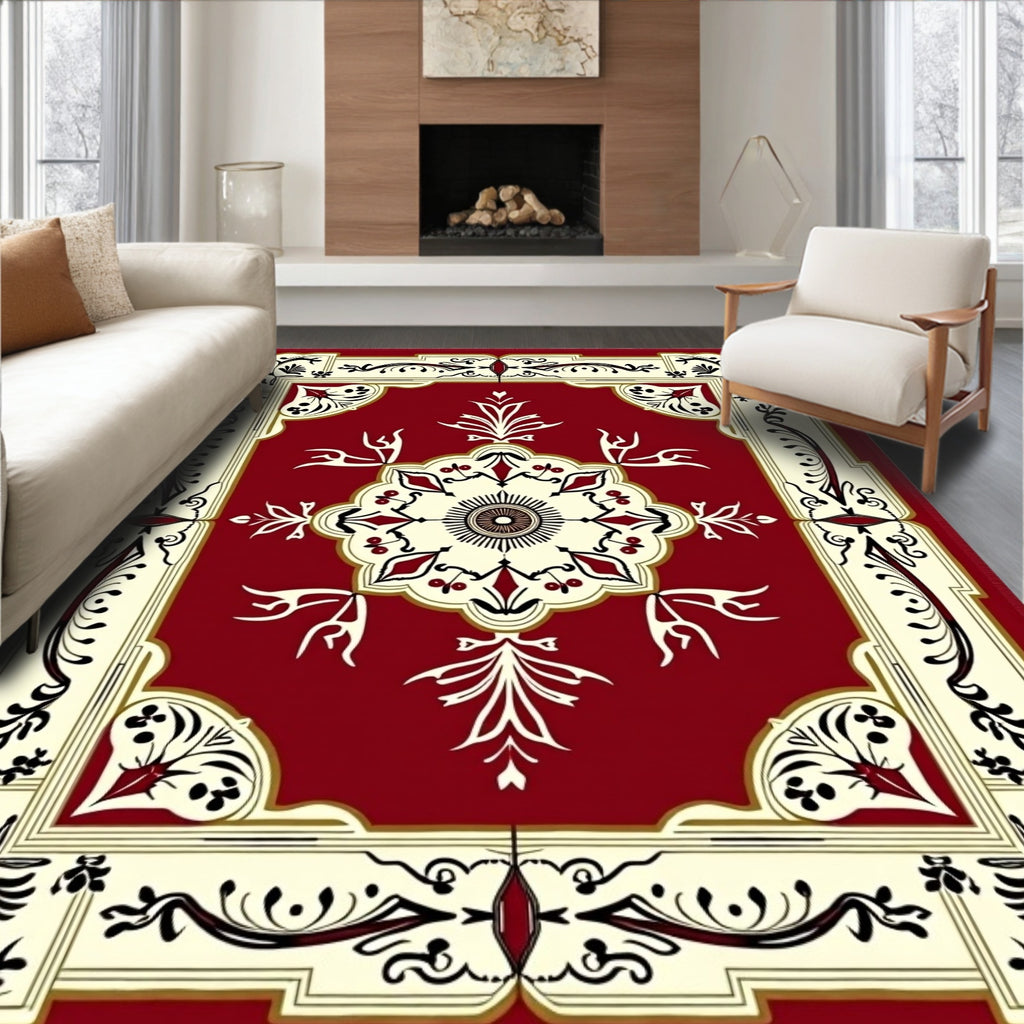 Intricate Floral Bordered Medallion Rug