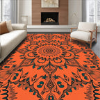 Mandala Floral Patterned Orange Rug