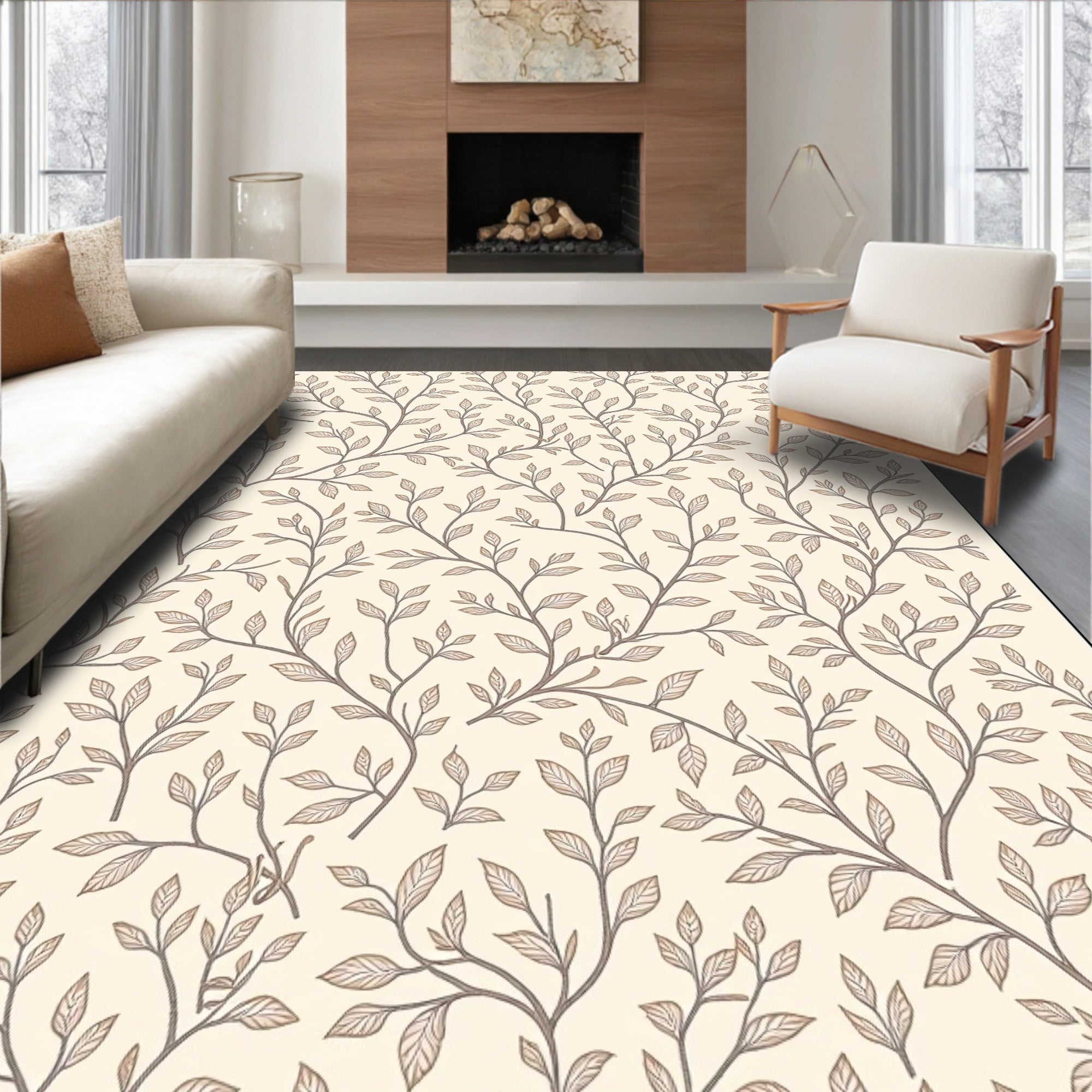 Delicate Vine Leaf Pattern Rug