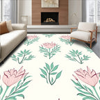 Pink Floral Botanical Pattern Design Rug