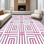 Geometric Pink Teal Grid Pattern Rug