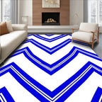 Bold Blue White Zag Pattern Rug