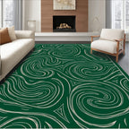 Dark Emerald Swirls Abstract Pattern Rug
