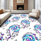 Playful Purple Teal Swirl Paisley Rug