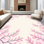 Soft Pink Floral Branch Border Rug