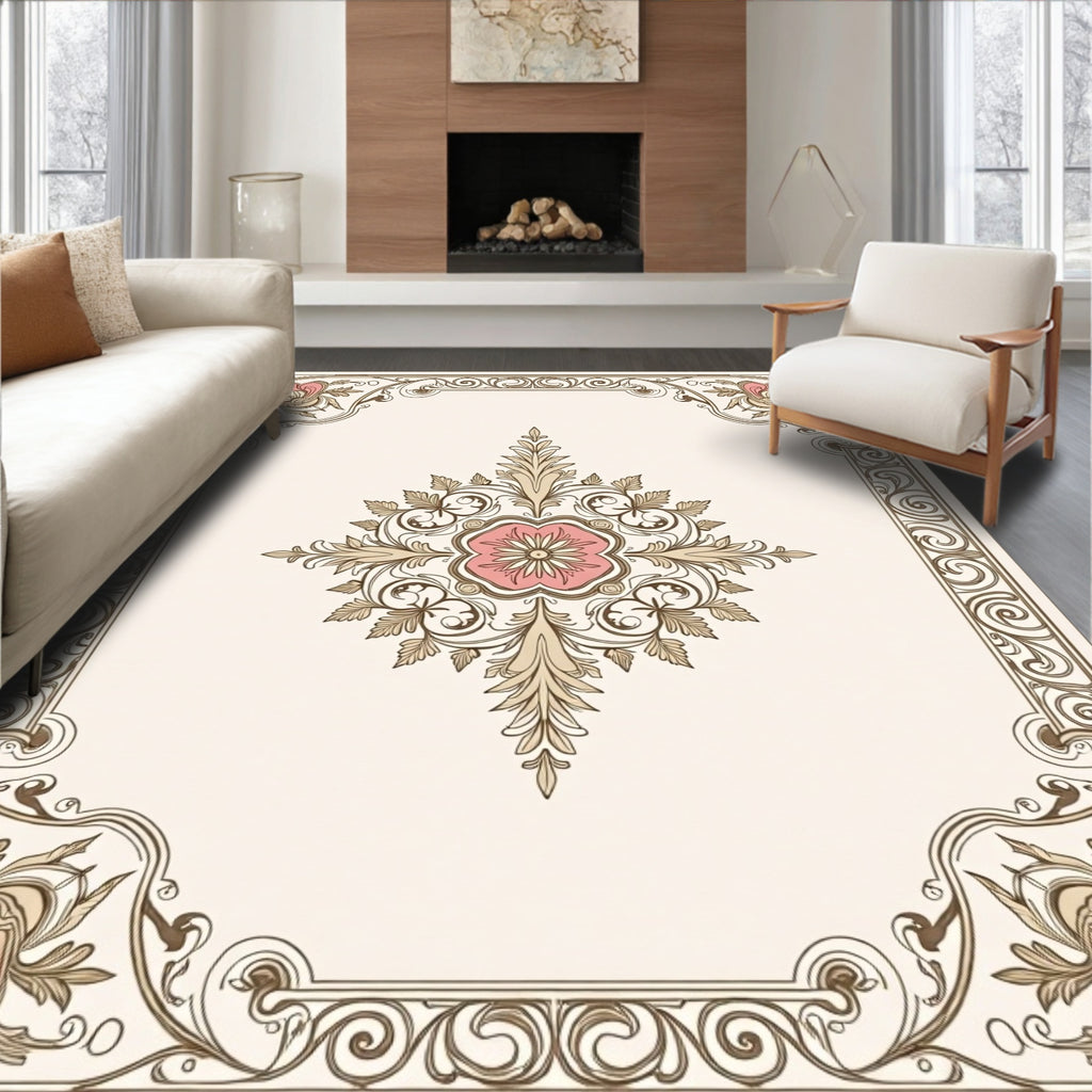 Elegant Floral Scrollwork Pattern Rug