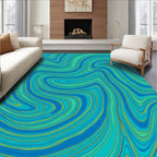 Abstract Swirl Aqua Stripe Design Rug