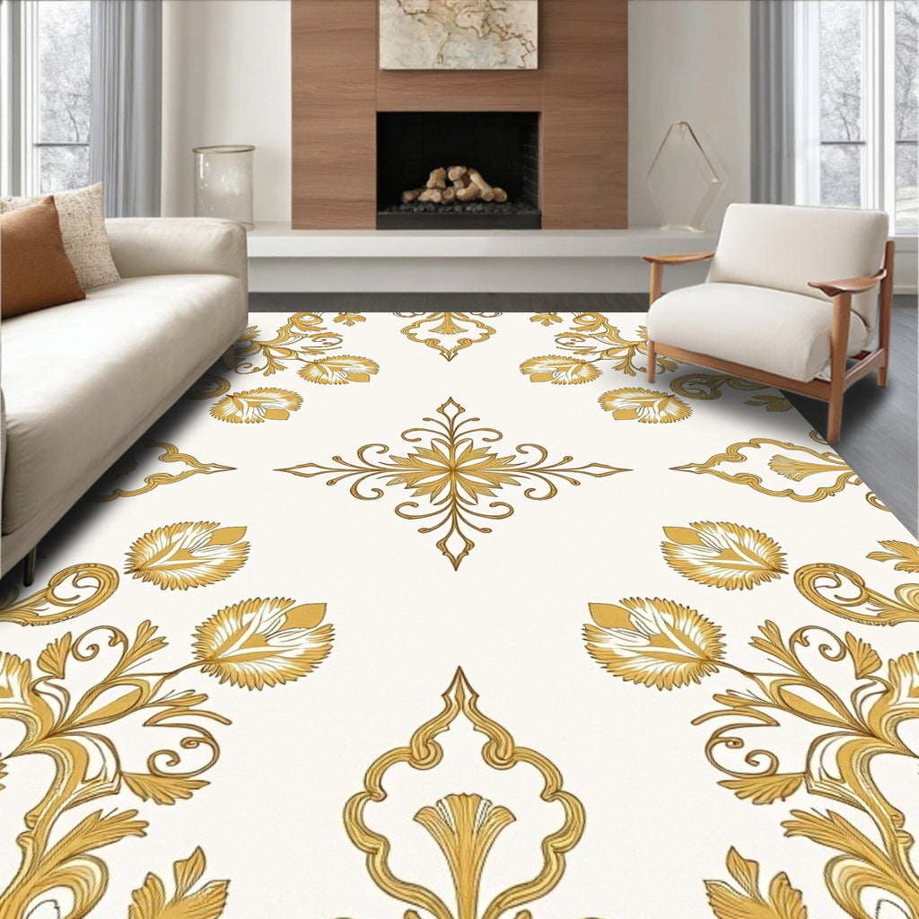 Ornate Floral Damask Pattern Rug