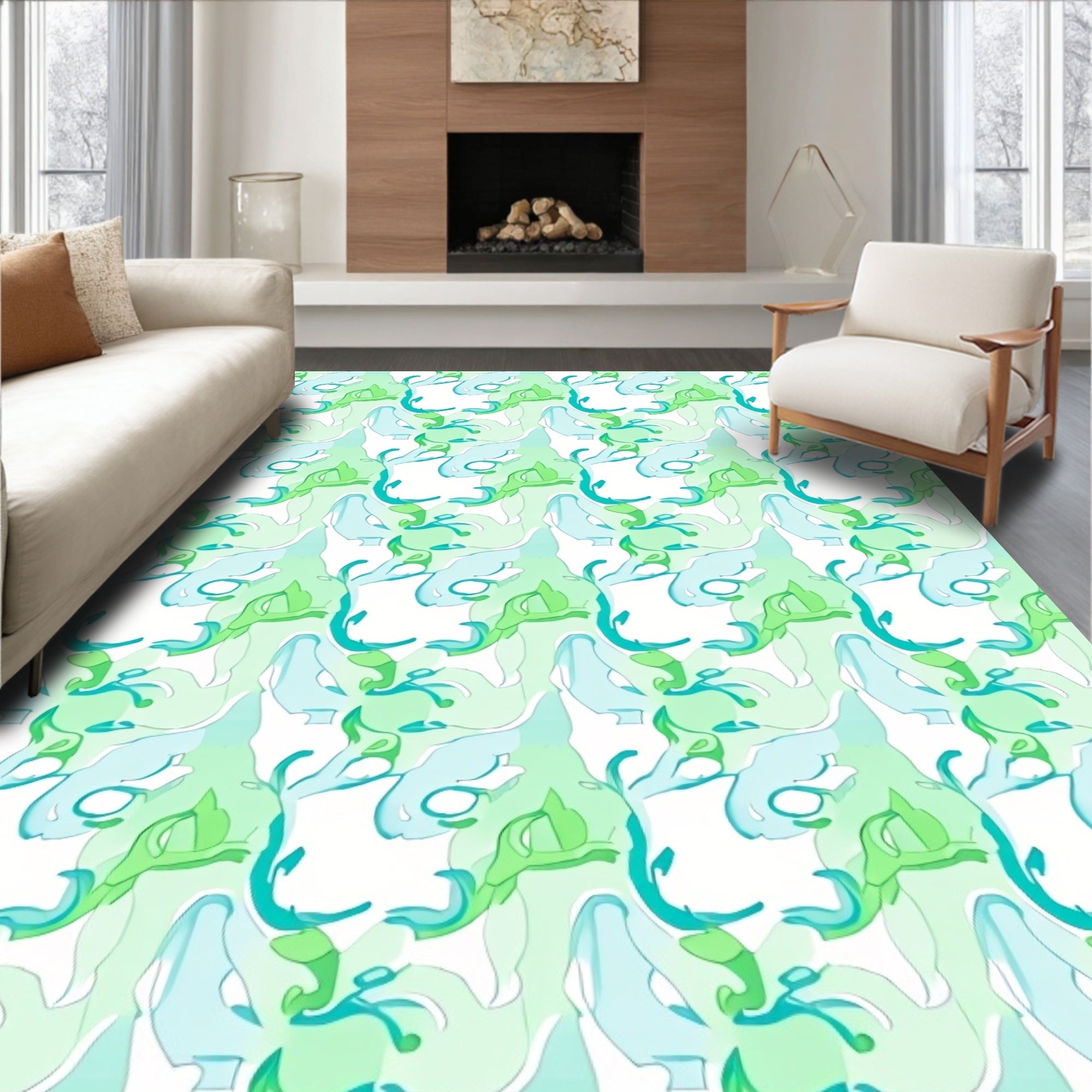 Abstract Organic Wave Pattern Rug