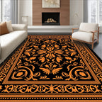 Ornate Floral Scrolled Frame Design Rug