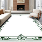 Green Art Deco Floral Border Design Rug