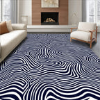 Modern Abstract Wavy Line Design Rug