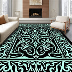 Art Deco Floral Mint Pattern Rug