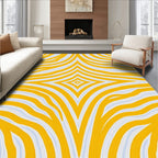 Radiant Yellow Blue Wave Pattern Rug