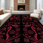 Gothic Red Rose Skull Pattern Rug