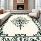 Ornamental Green Vintage Floral Pattern Rug