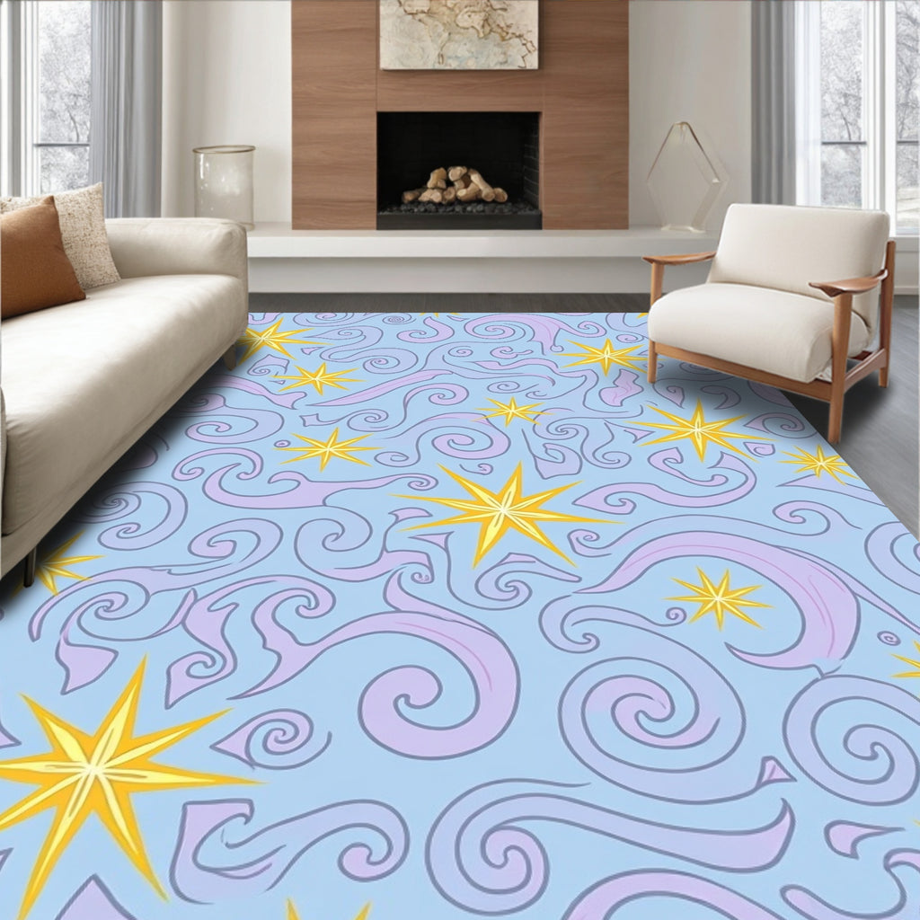 Whimsical Star Swirl Pattern Design Rug