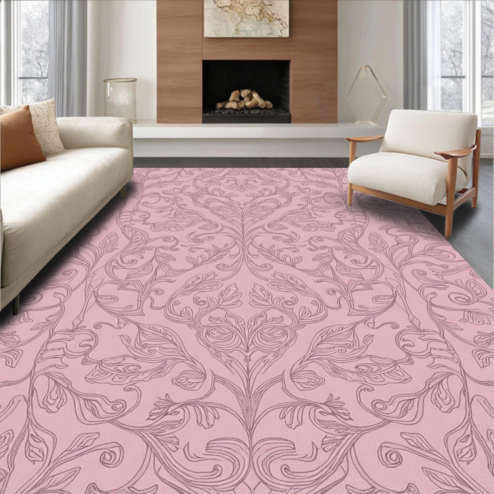Ornate Floral Vine Pattern Rug