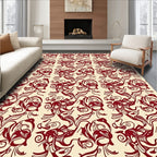 Crimson Abstract Swirl Pattern Rug