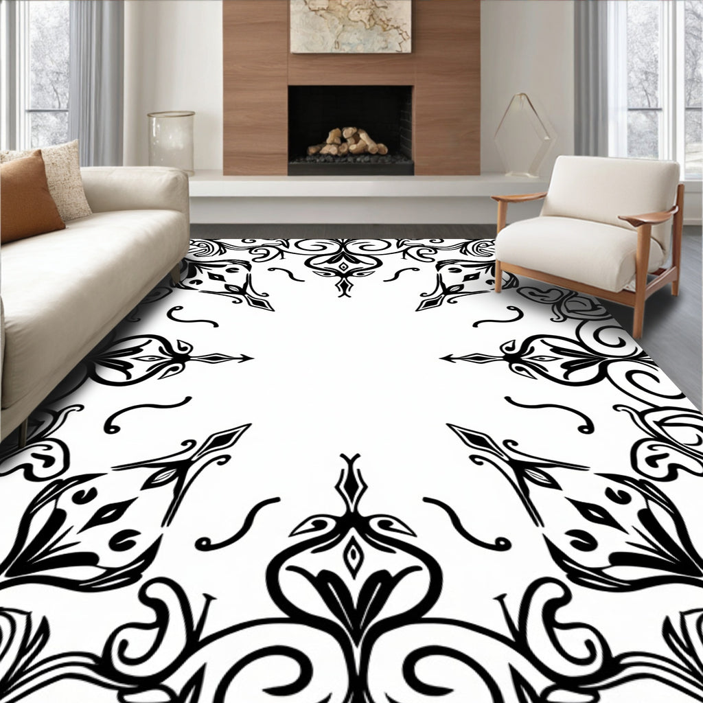 Ornate Floral Vine Mandala Pattern Rug