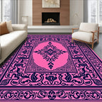 Elaborate Pink and Navy Floral Design Rug
