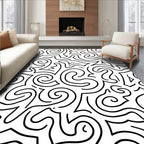 Abstract Swirls Organic Line Art Pattern Rug