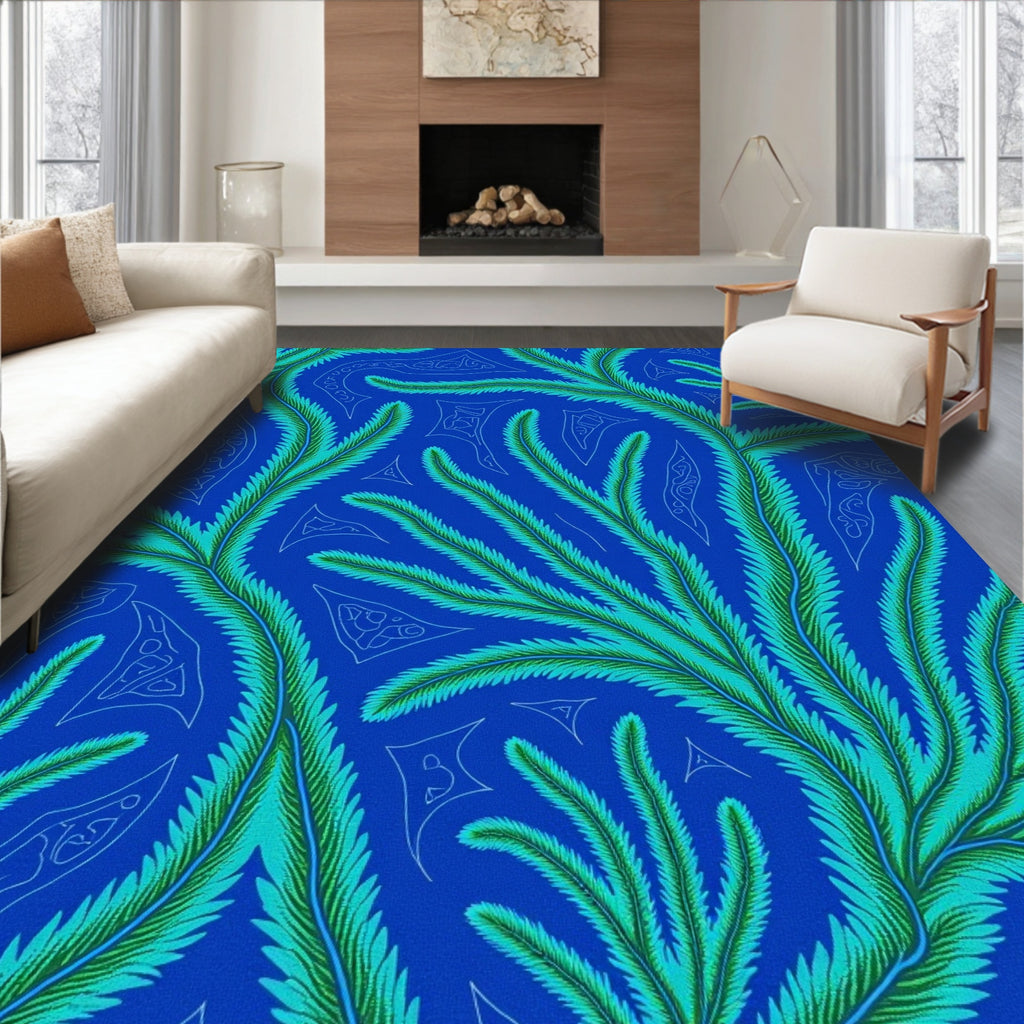 Ocean Fern Leaf Pattern Design Rug