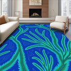 Ocean Fern Leaf Pattern Design Rug