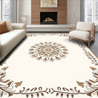 Brown floral mandala and border design Rug