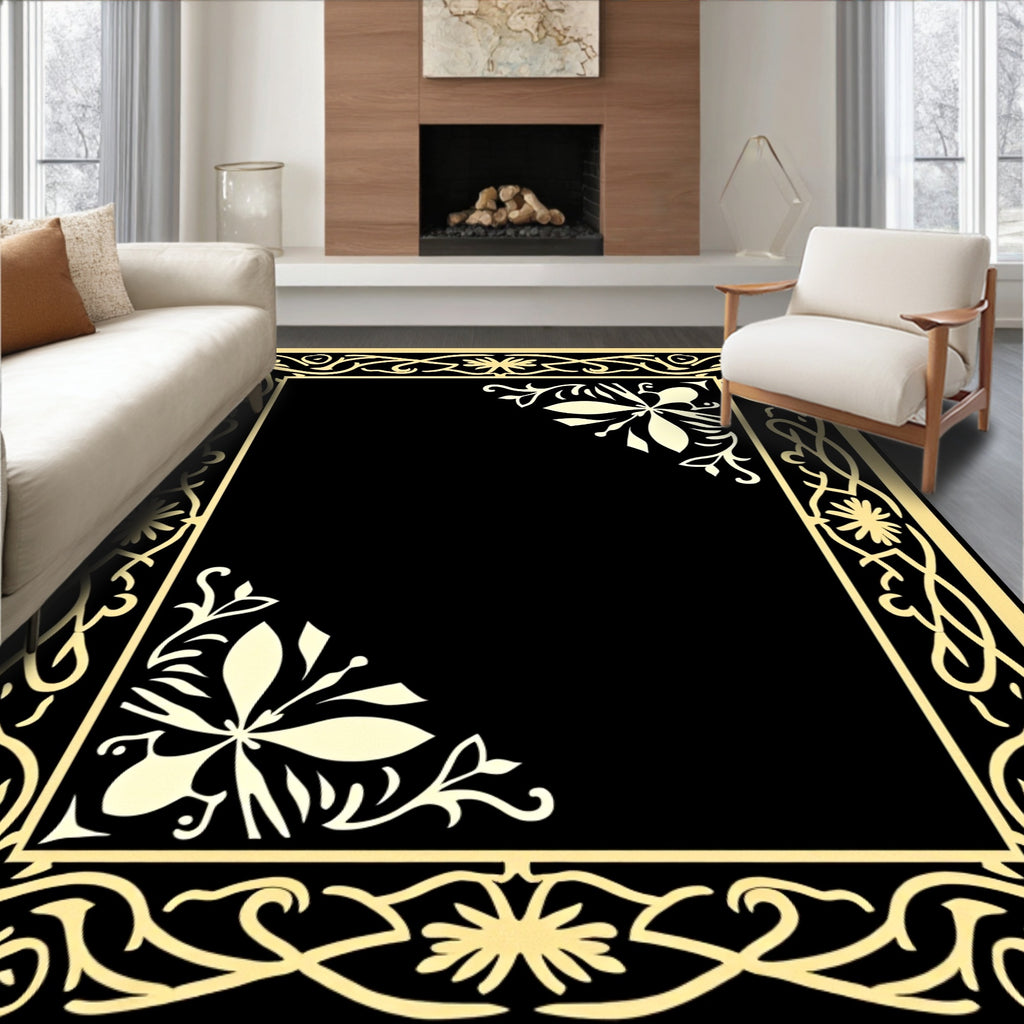 Elegant Floral Border Design Rug