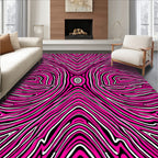 Hot Pink White Zebra Stripe Pattern Rug