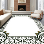 Intricate Floral Scrollwork Golden Accent Rug