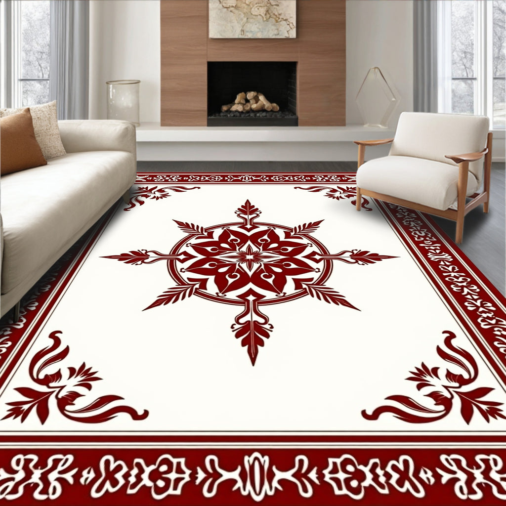 Classic Red Central Medallion Border Rug