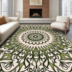 Green Floral Sunburst Art Rug
