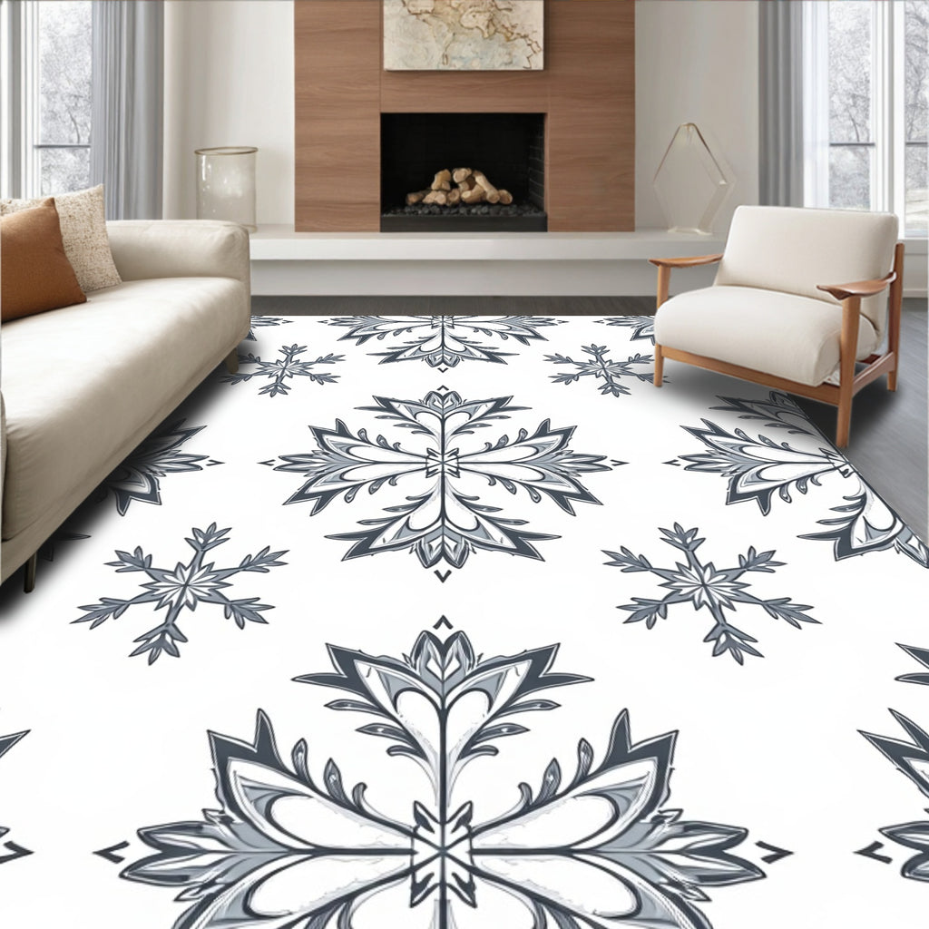 Gray Frost Snowflake Medallion Rug