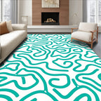 Abstract Teal Swirl Pattern Rug