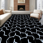 Geometric Honeycomb Black White Pattern Rug