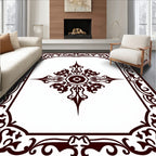 Ornate Dark Red Floral Medallion Rug