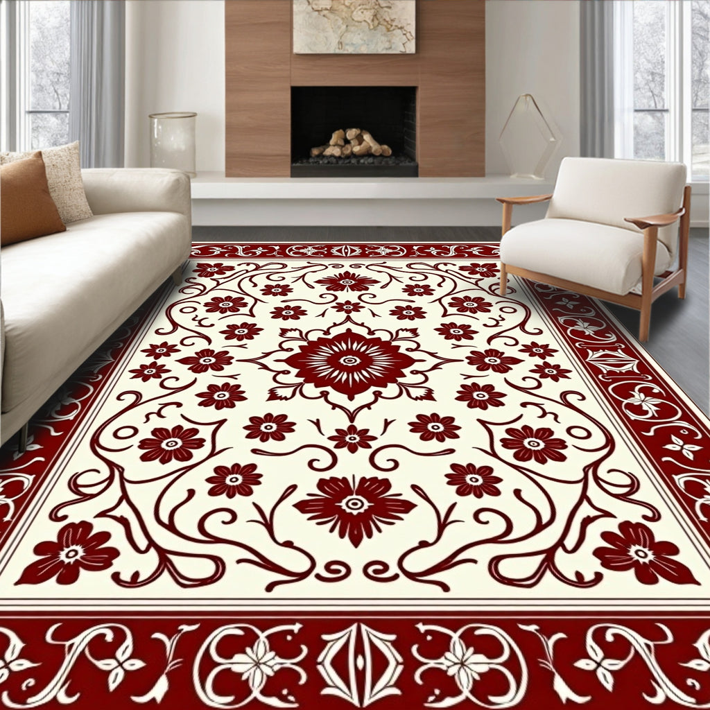 Ornate Floral Vine Pattern Rug